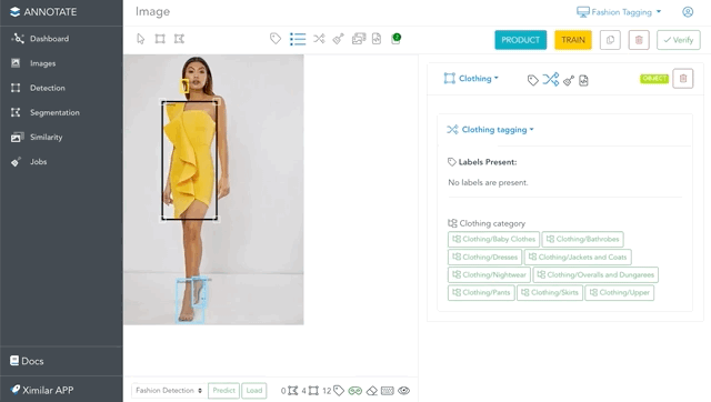 Adding labels from complex taxonomy to fashion image.