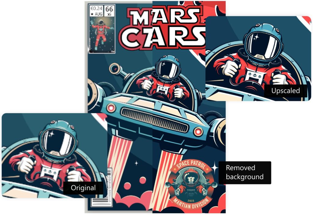 Automatic image upscaling of a collectible comic book