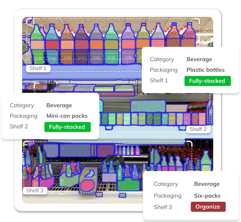 Ximilar's computer vision platform can be used to build new visual AI solutions for image and video processing, such as detection of objects on the shelves.